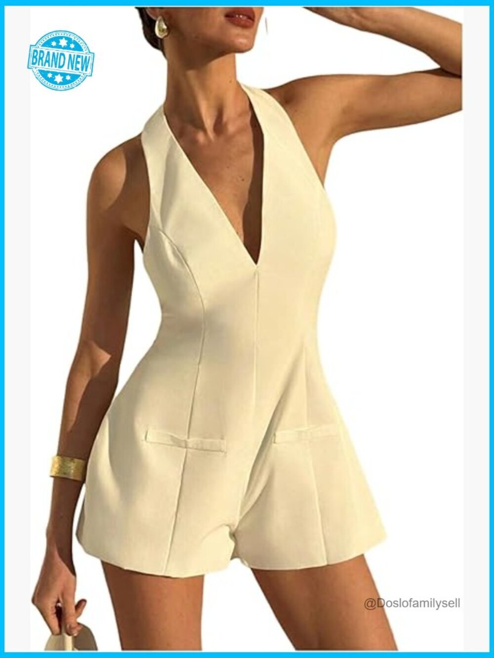 Backless Halter Jumpsuit Sleeveless Wide Leg Romper Going Out Party Nightlife